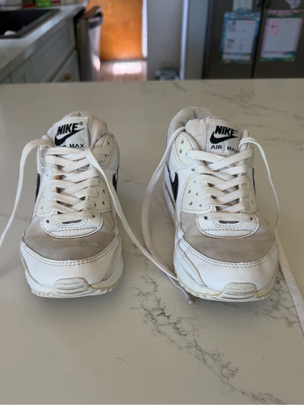 Nike Air Max 90 Big Kids Girls Size 6.5Y White Black Sneakers DH8010-101